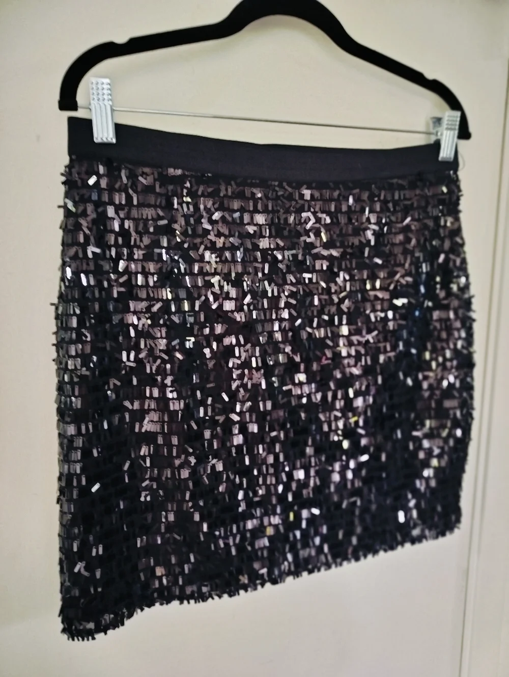 Joe Fresh for JCPenney Black Sequin Mini Skirt Medium Lined With 100% Viscose